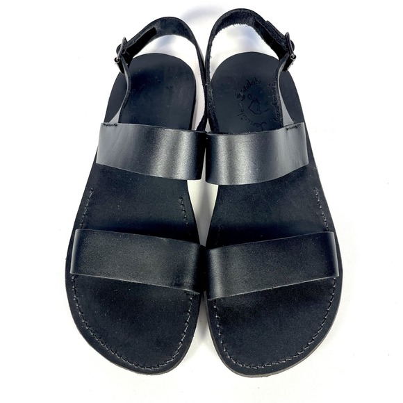 Jerusalem Sandals Golan Black Leather Strappy Sandals Mens US 10 main image 4